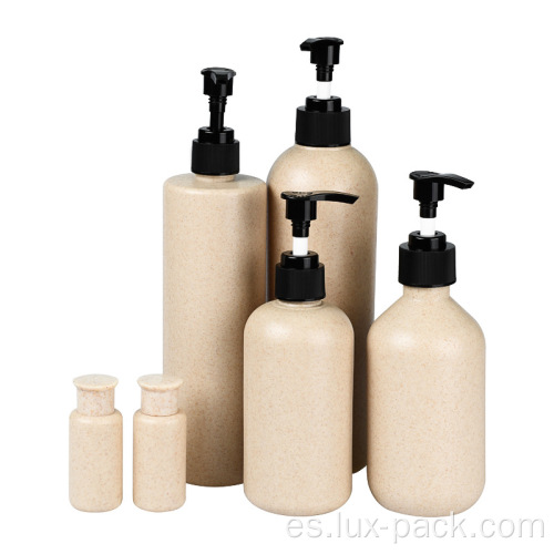 Material de paja Shampoo Botella Botella desinfectante de manos Botellas